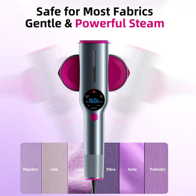 1200W Handheld Garment Steamer, Portable Clothes Steamer with LED Display, 7 Settings, 90 Degree Swivel Handle for Home and Travel