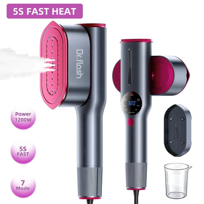 1200W Handheld Garment Steamer, Portable Clothes Steamer with LED Display, 7 Settings, 90 Degree Swivel Handle for Home and Travel